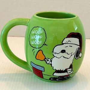 Kcare Peanuts Christmas Green Snoopy Woodstock Oversized Ceramic Mug Cup